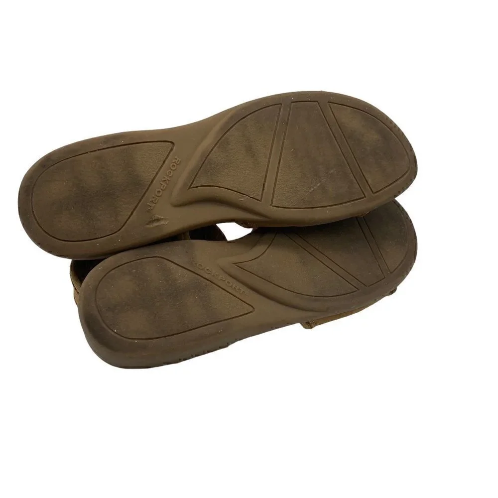 Rockport Women Sandals Flats Comfort Leather Upper Adjustable Tan Size 9N